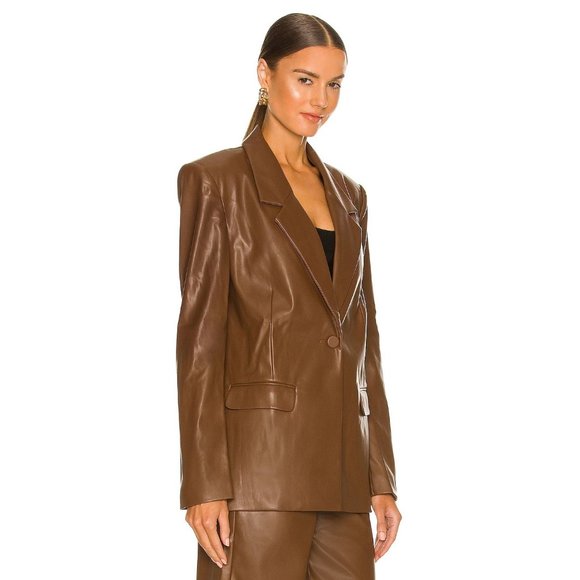 WeWoreWhat Vegan Leather Classic Blazer Brown NWT - Large - Picture 3 of 4